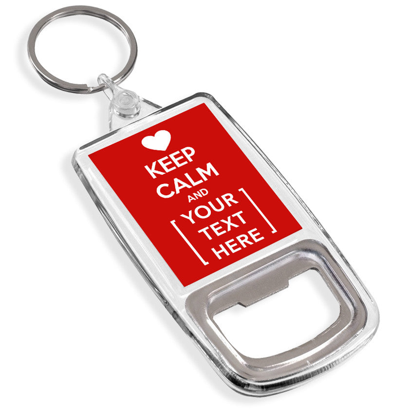 Personalised Bottle Opener Keyring | Keep Calm Heart