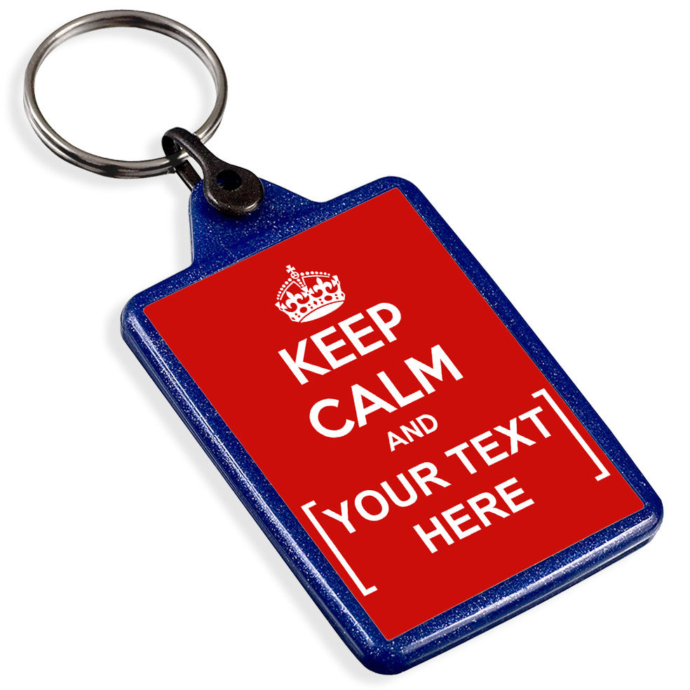 Personalised Blue Recycled Keyring | Keep Calm