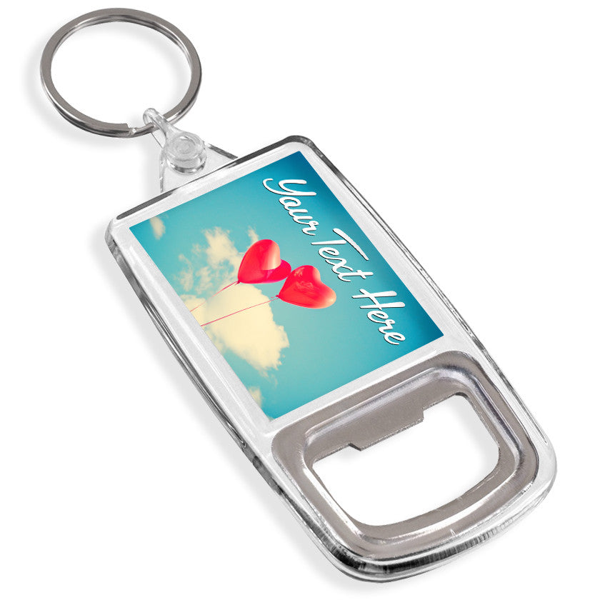Personalised Bottle Opener Keyring | Balloon Hearts