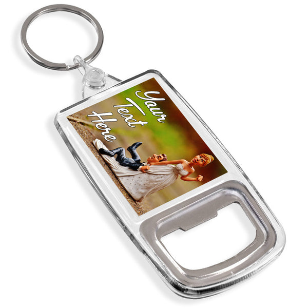 Personalised Bottle Opener Keyring | Bride & Groom