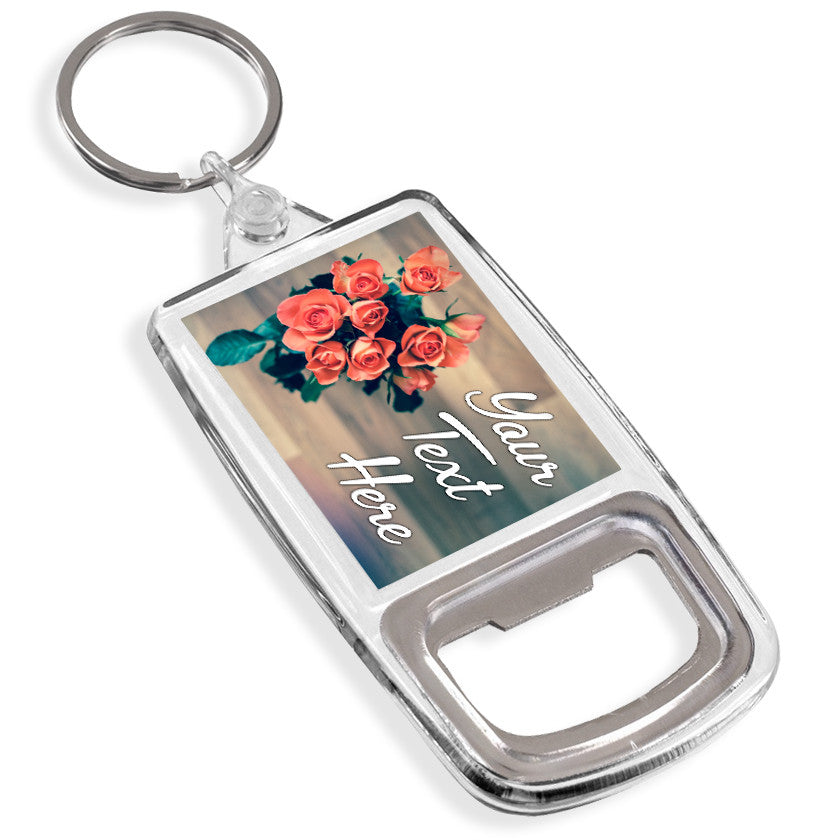 Personalised Bottle Opener Keyring | Roses