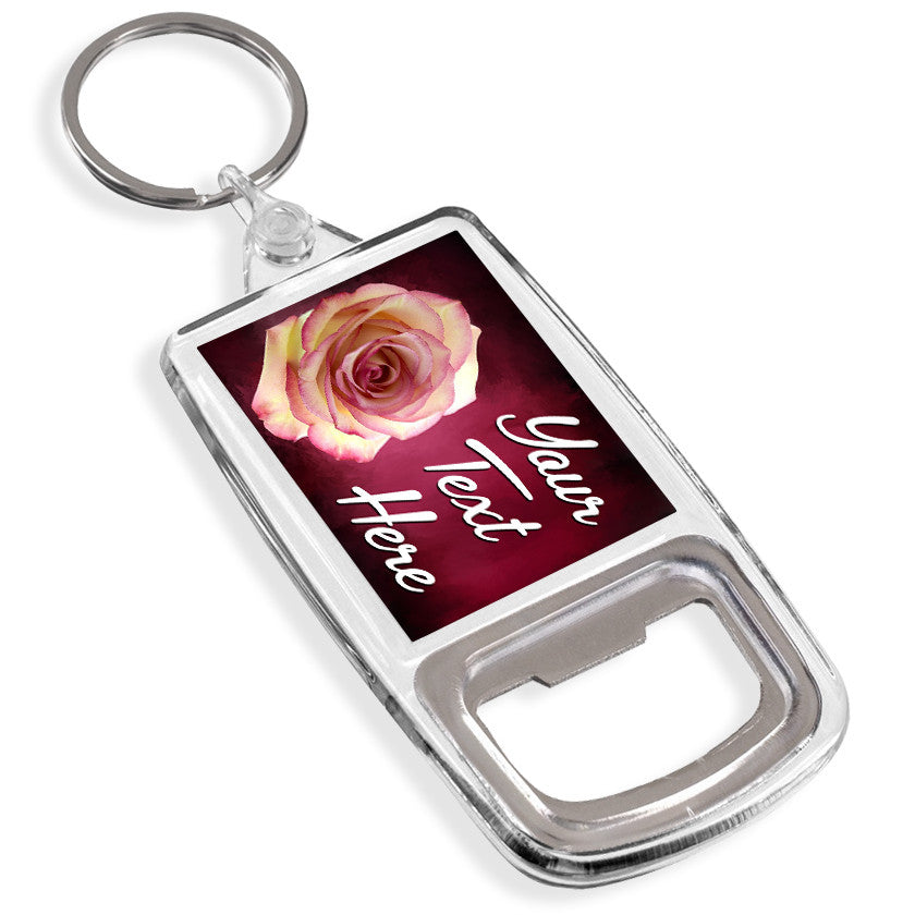 Personalised Bottle Opener Keyring | Rose